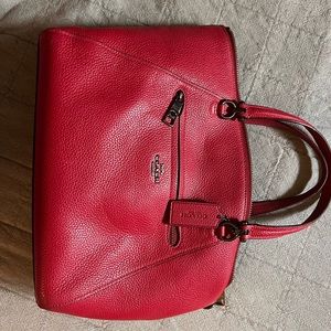 Red coach bag.